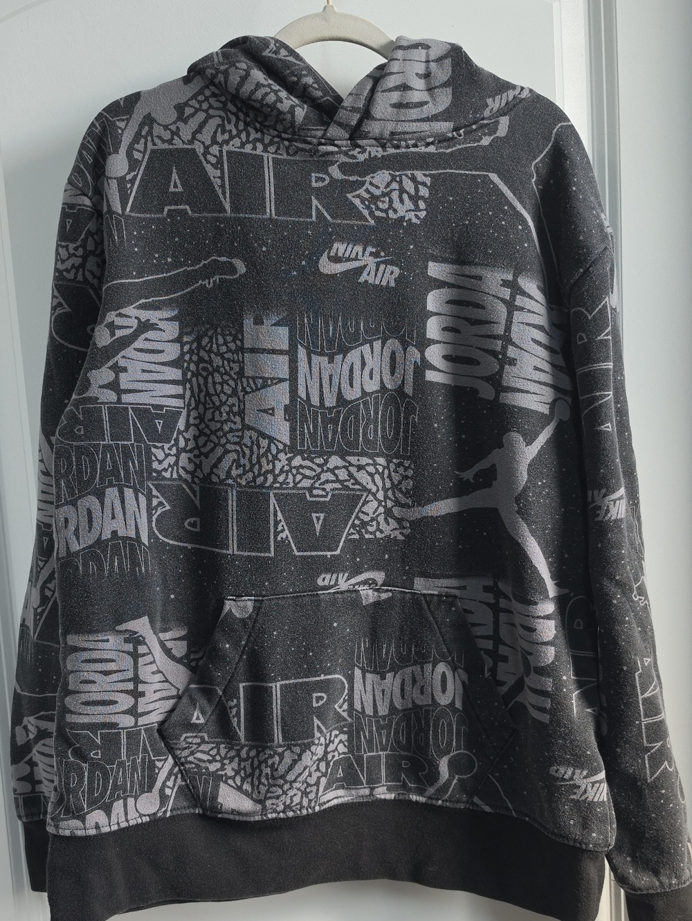 Jordan Black & Gray Logo Print Pullover Hoodie